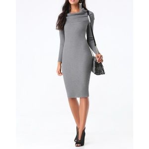 Bebe grey cowl neck midi sweater dress. Size S